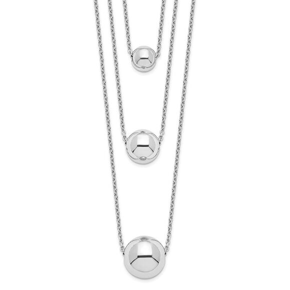 Kazi Luxury Sterling Silver Rhodium-plated 3-Strand w/2in ext. Polished Necklace
